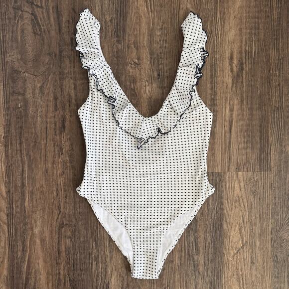 Eberjey Loreta Coastal Dot Ruffle One Piece Swimsuit M - Picture 4 of 9